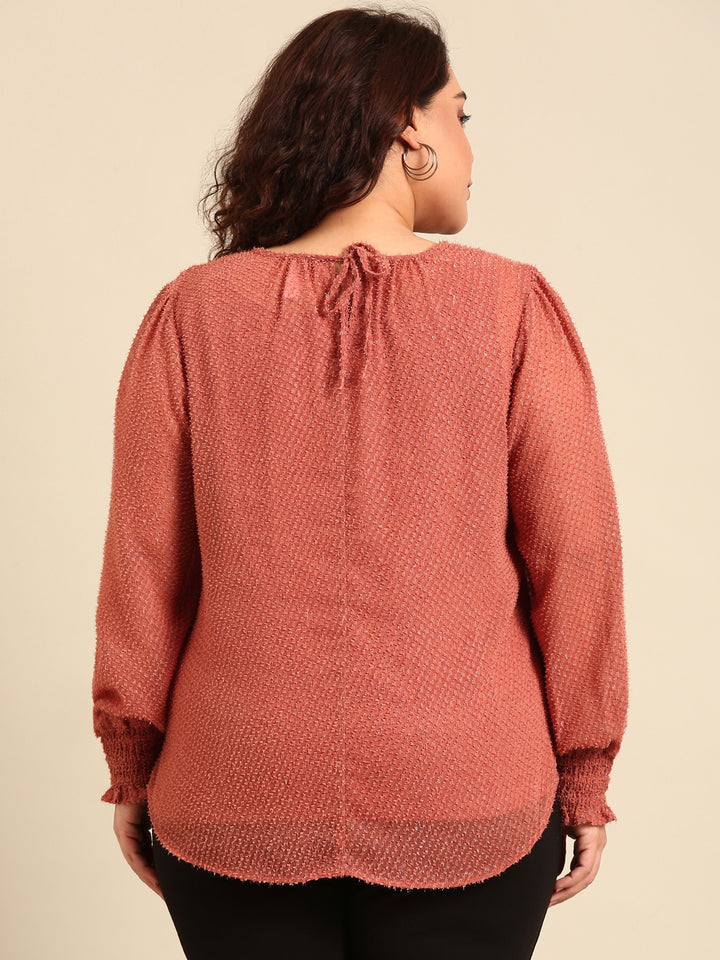 Smocked Sleeve Lurex Top