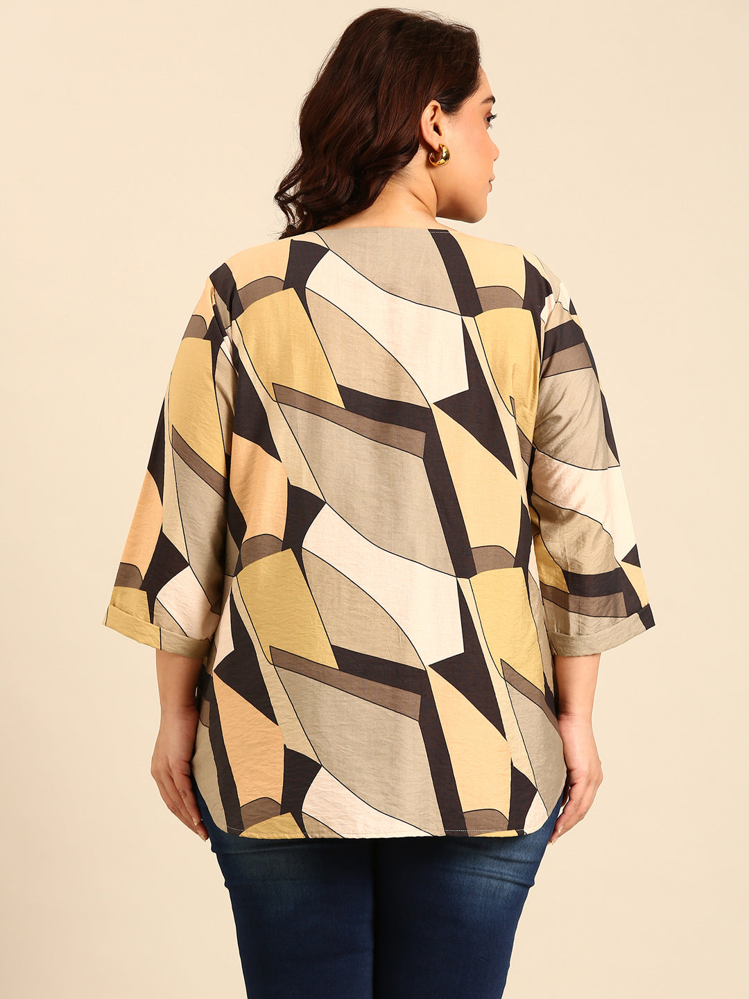 Olive Abstract Print Top