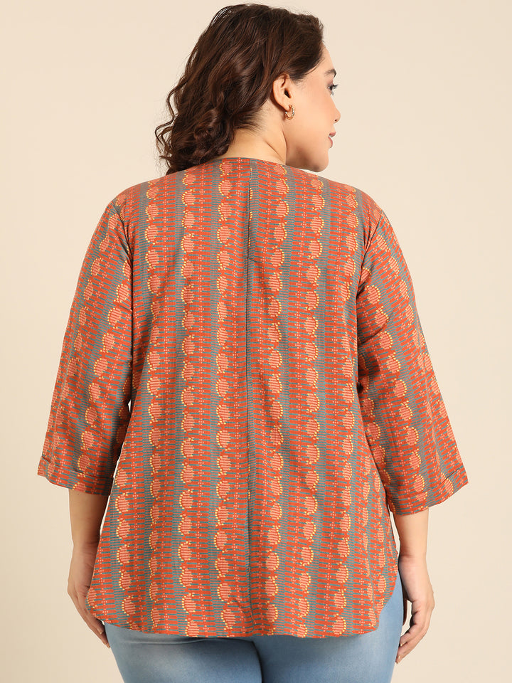 Cotton Rust V-Neck Top