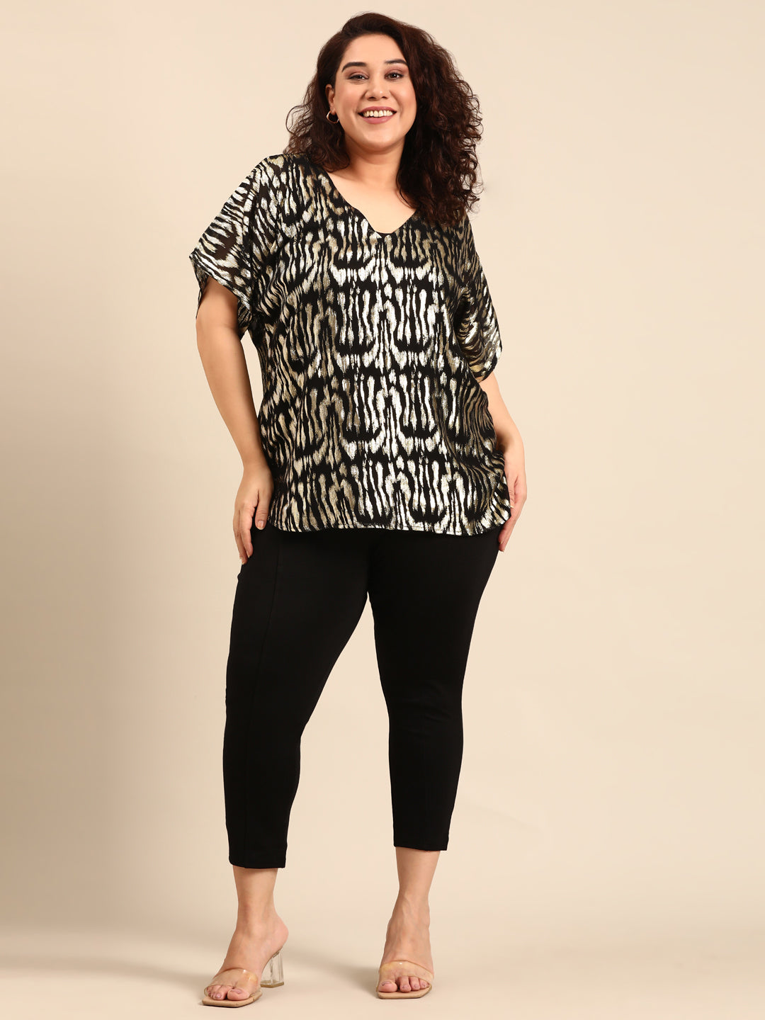 Gold Lurex printed top