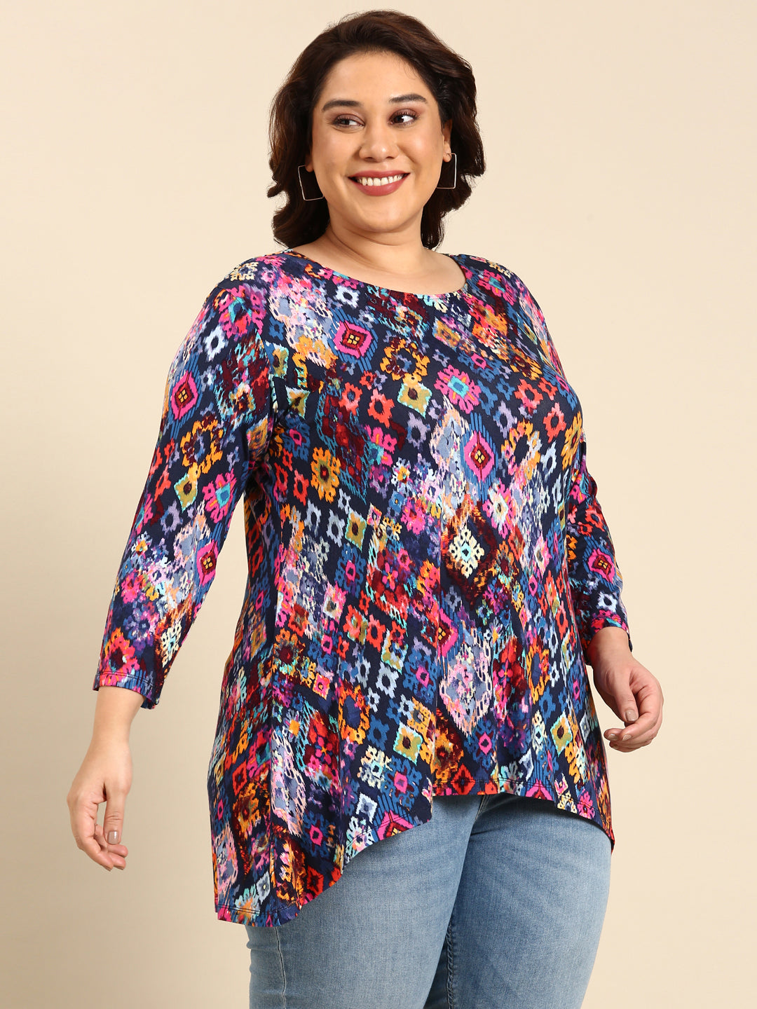 MULTICOLOUR IKKAT PRINT TOP