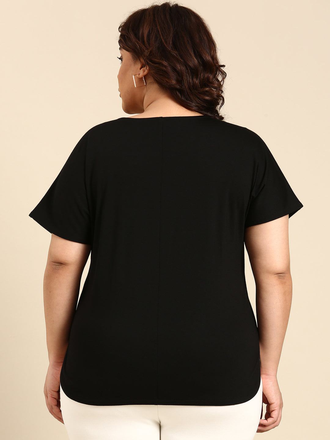 BLACK PONTE V- NECK TOP