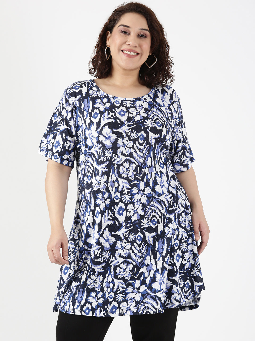 Floral Knitted Longline T-shirt
