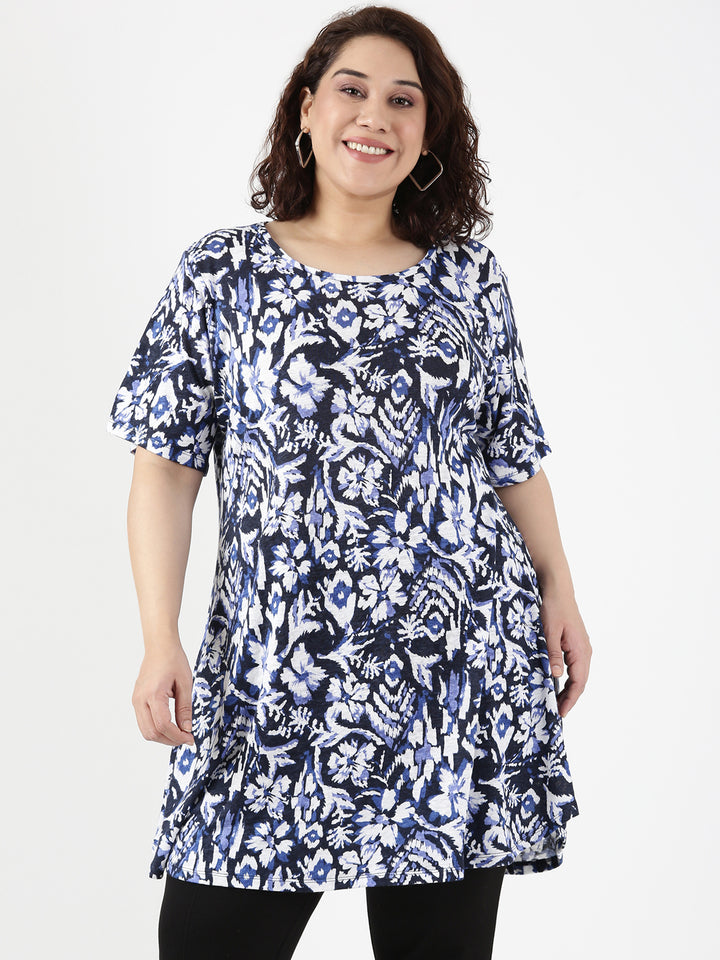 Floral Knitted Longline T-shirt