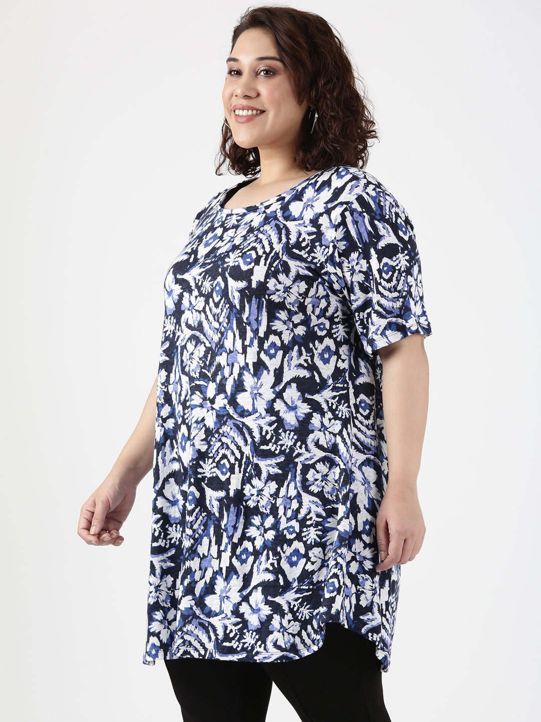 Floral Knitted Longline T-shirt