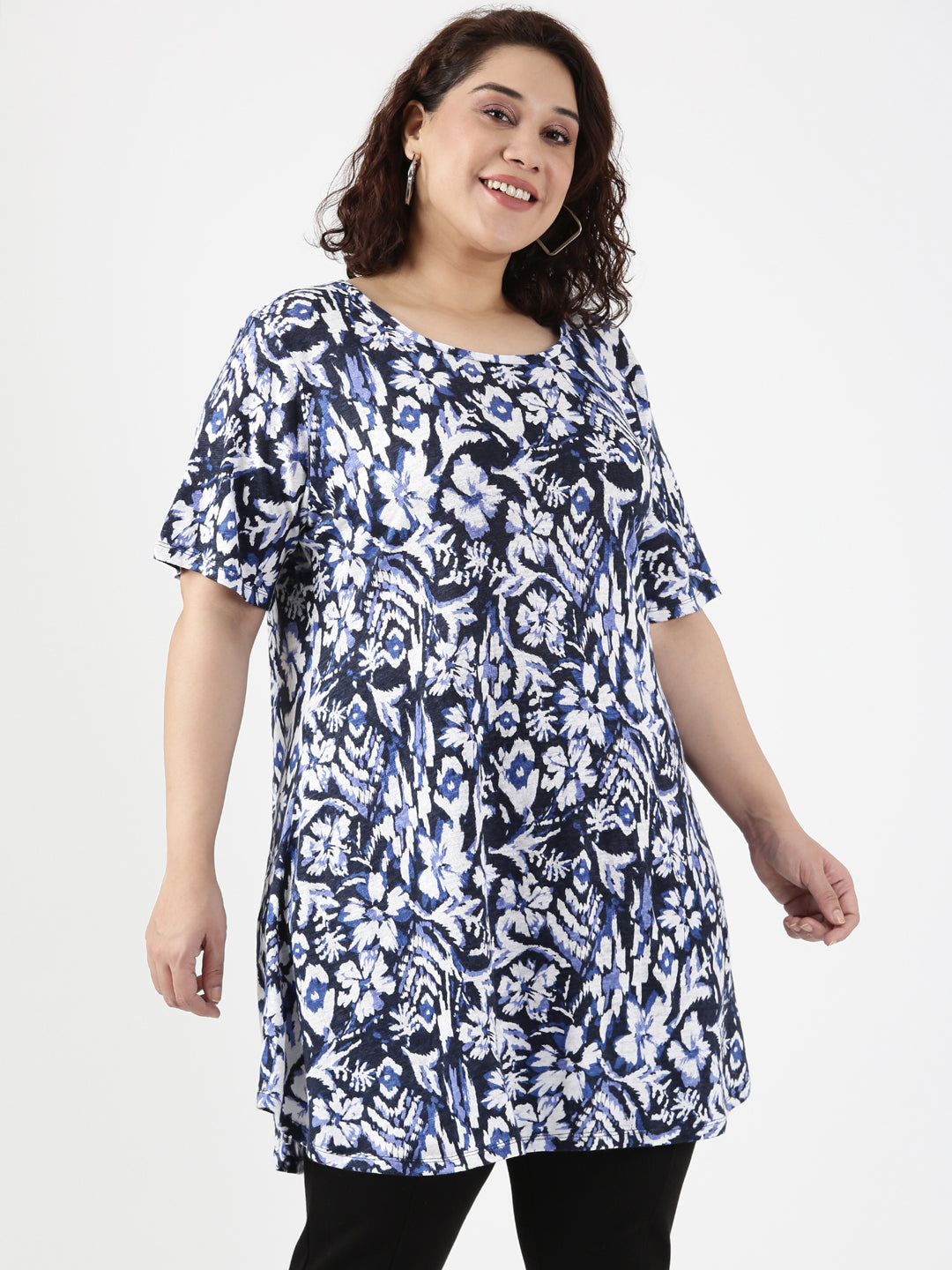 Floral Knitted Longline T-shirt