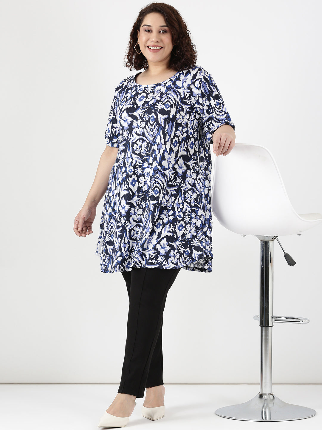 Floral Knitted Longline T-shirt