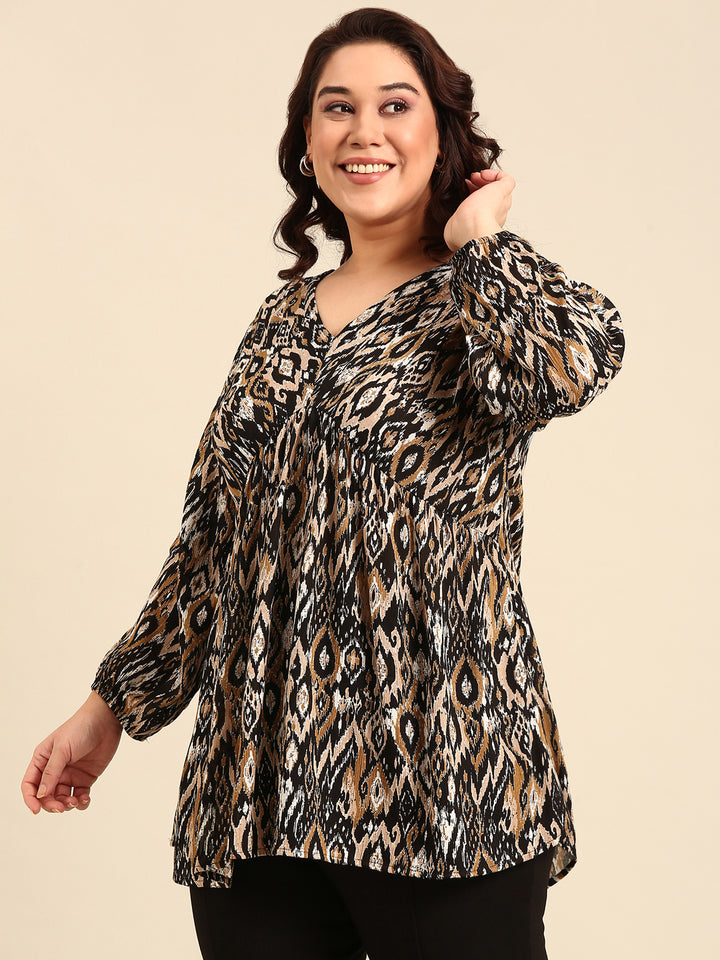 Brown Ikkat Tunic