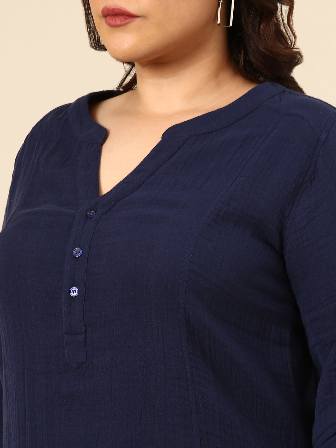 NAVY TUNIC WITH ROLL-UP SLEEVE