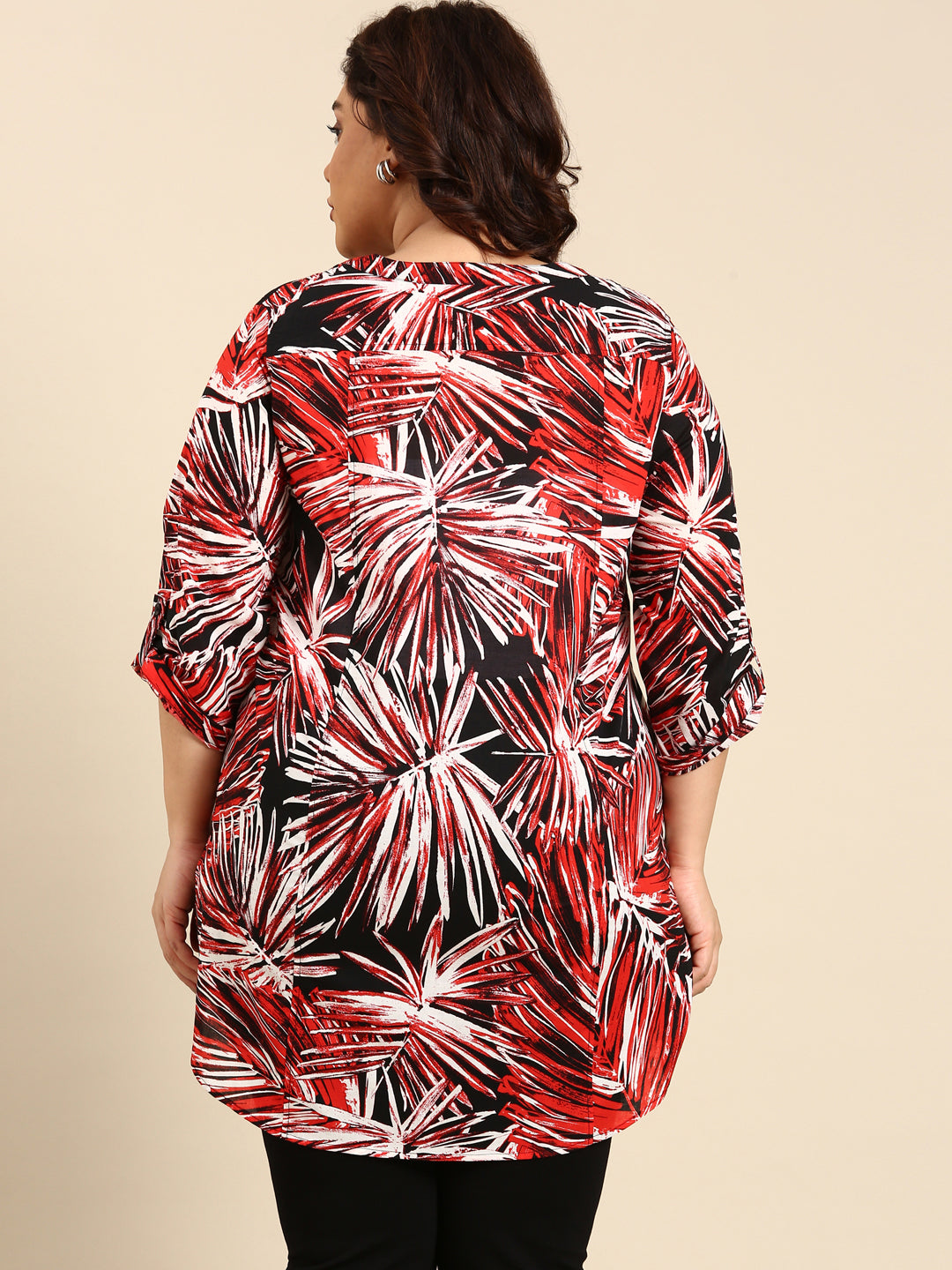 RED TROPICAL PRINT TUNIC