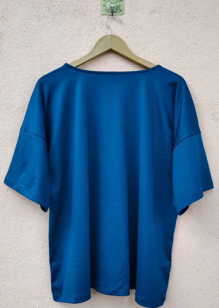 Teal Blue Solid Relaxed Fit Top