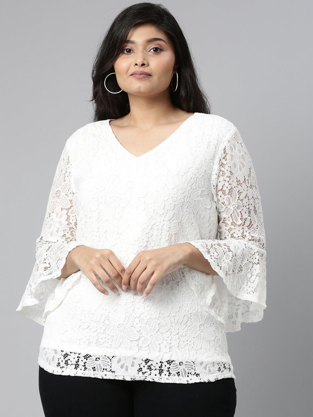 WHITE FLORAL LACE TOP