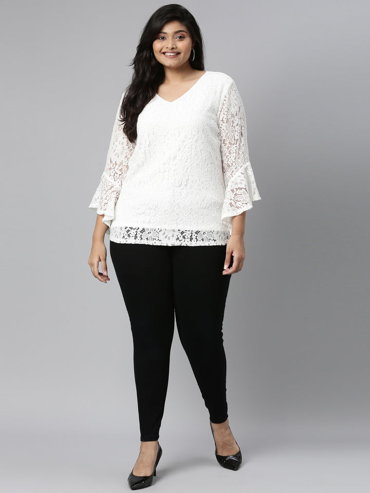 WHITE FLORAL LACE TOP