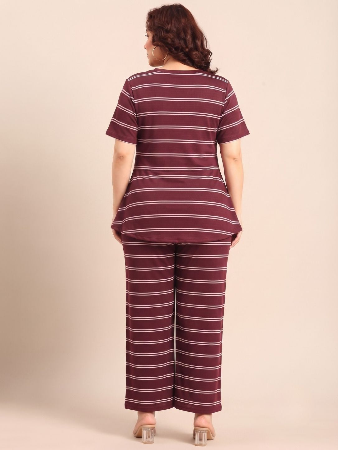 Maroon Striped Co-ord Set