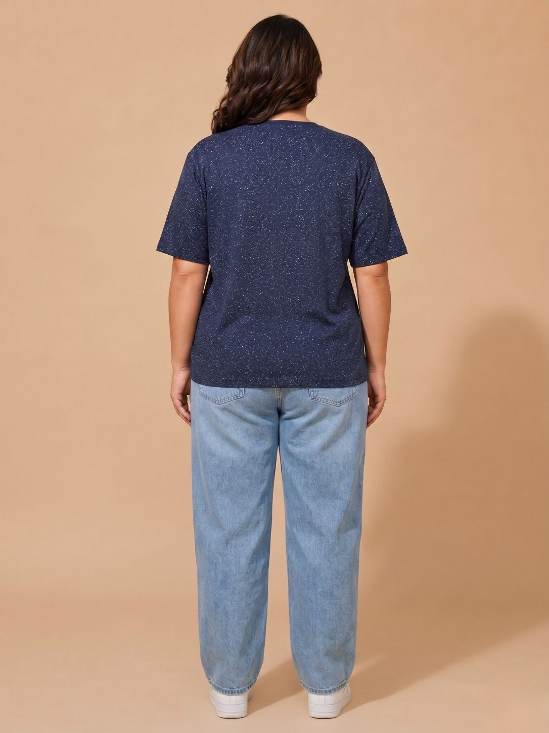Navy Lurex Oversized T-Shirt