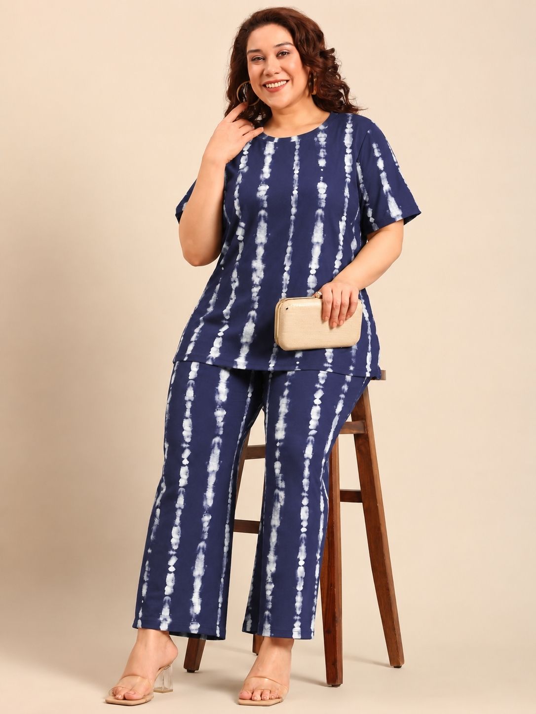 Navy and white Tie-Dye Co-ord Set (2 Piece)