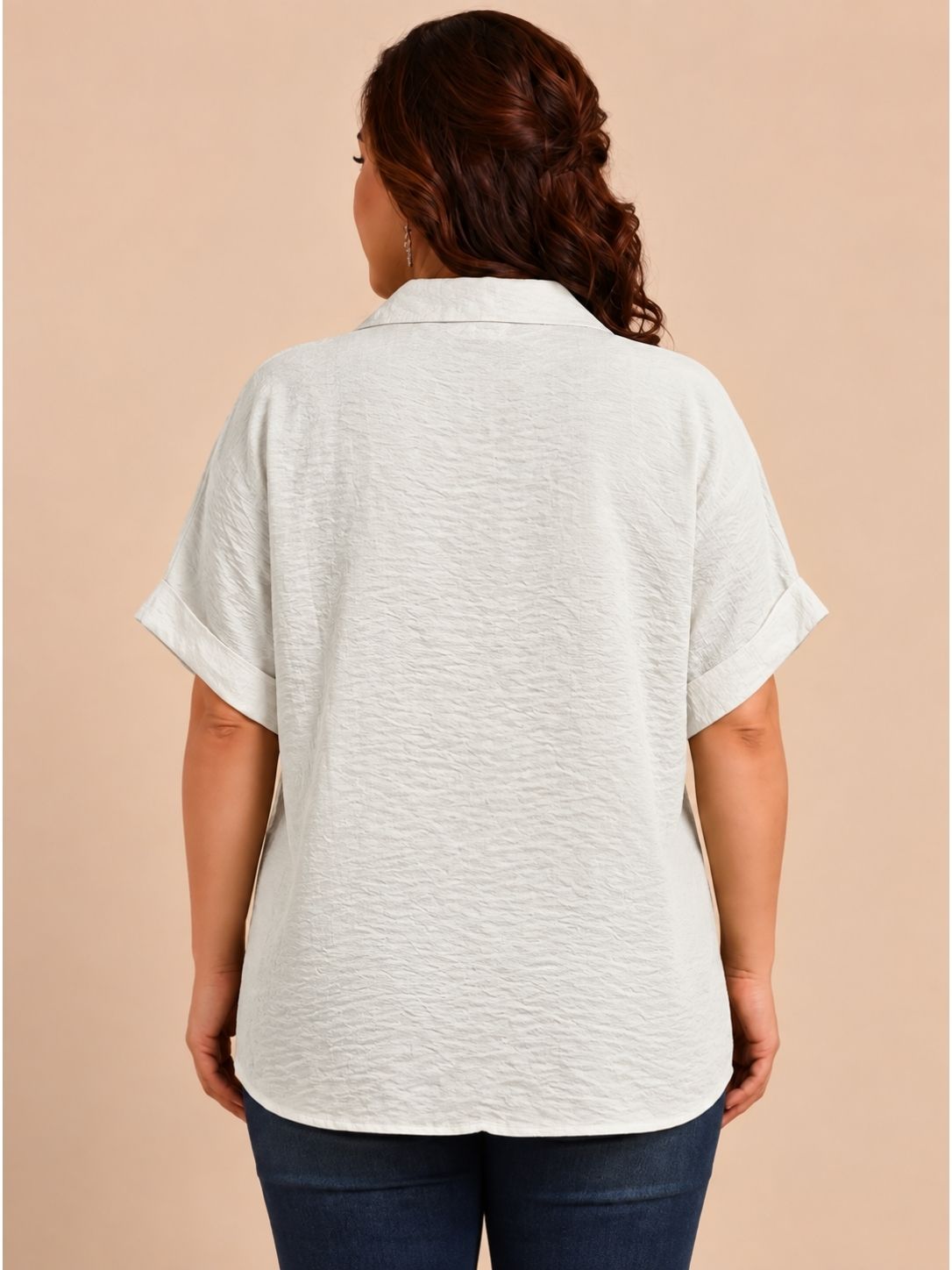 White Textured Drop Shoulder Shirt
