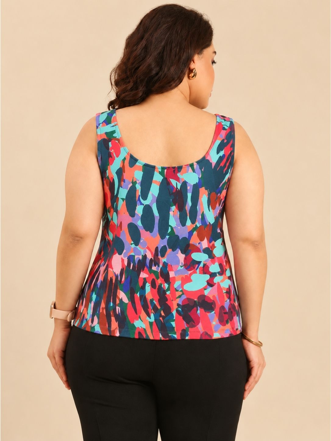 Neon Abstract Print Sleeveless Tank Top