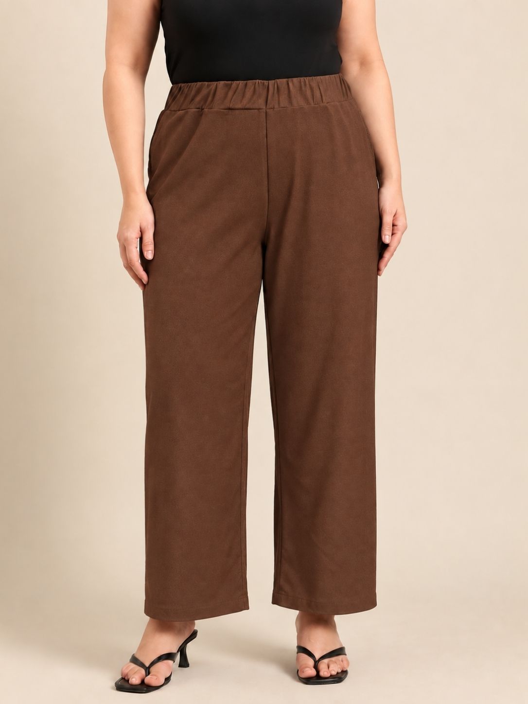 Dark Brown High-Waist Trousers