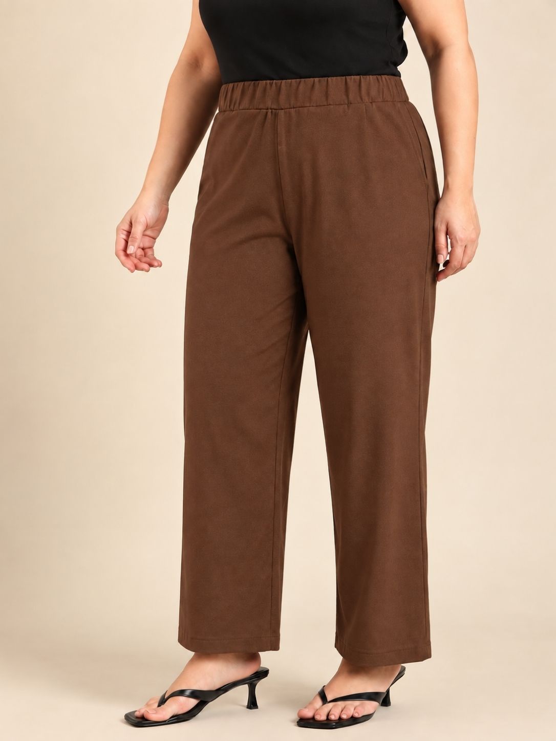Dark Brown High-Waist Trousers