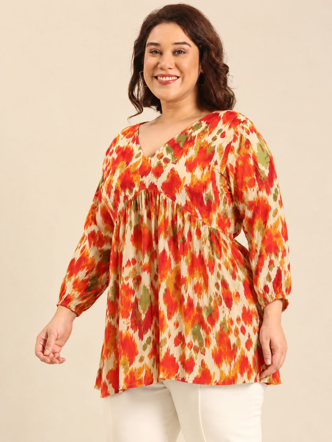 Orange Ikat Print Tunic