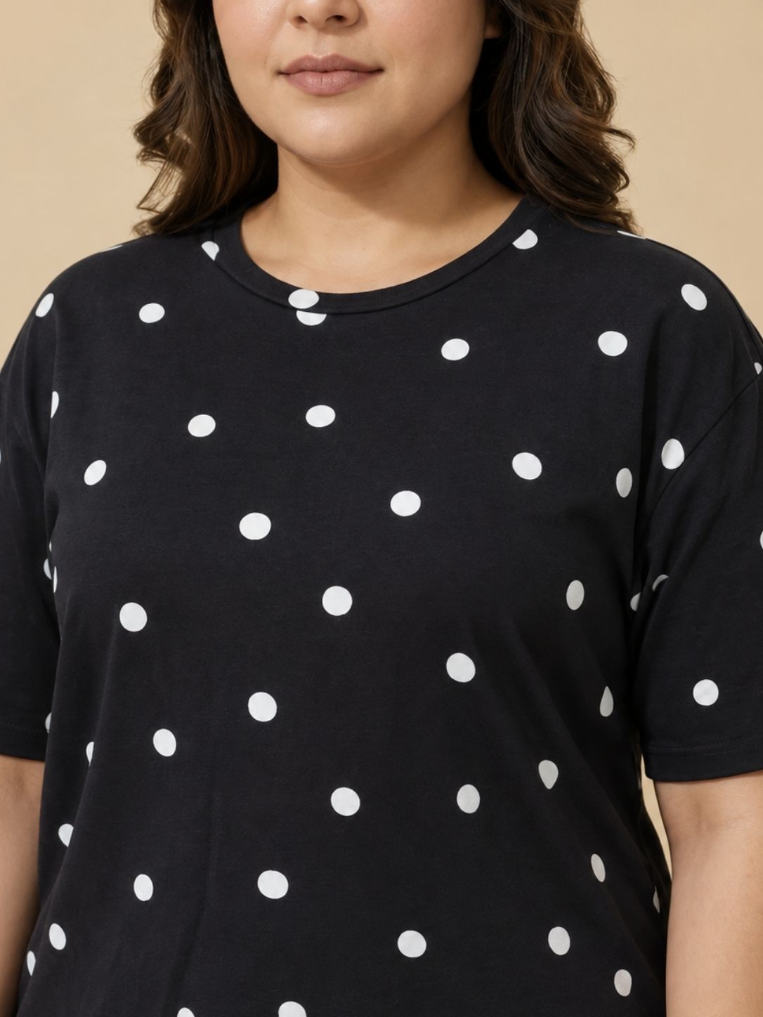 Black Polka Dot Oversized T-Shirt