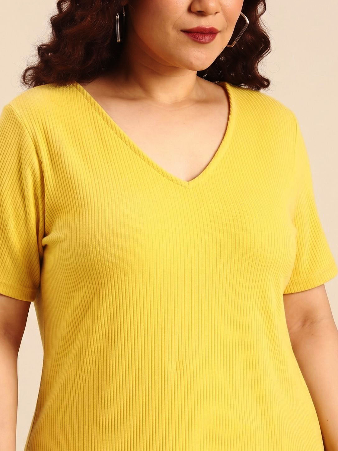 Yellow Rib Cotton A-Line Dress