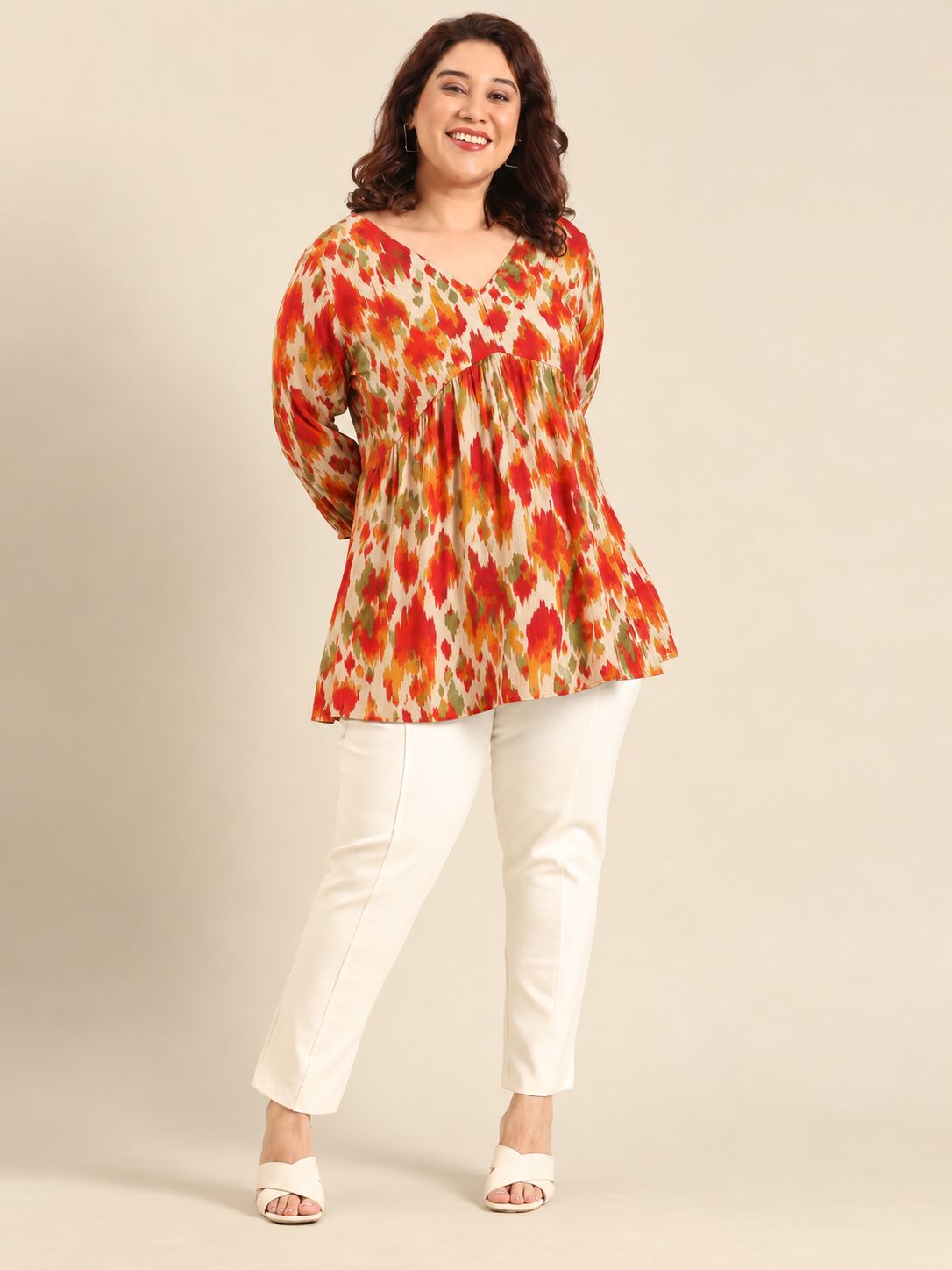 Orange Ikat Print Tunic