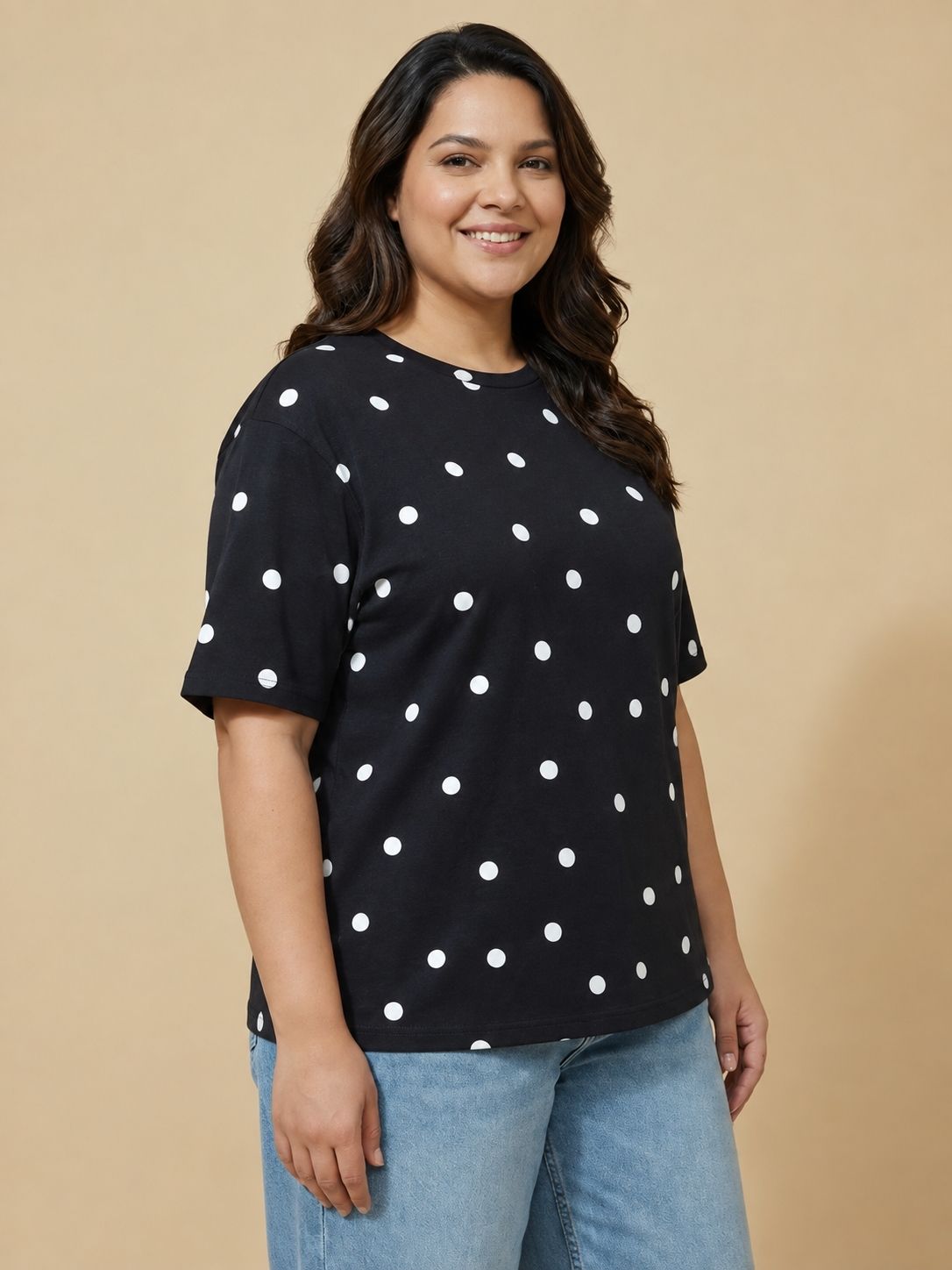 Black Polka Dot Oversized T-Shirt