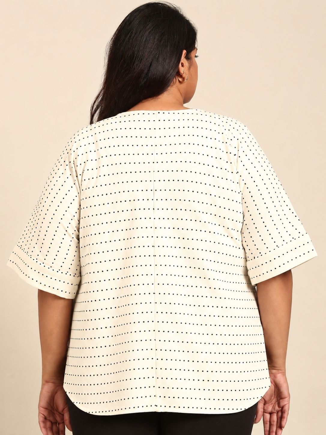 Cotton Drop-Shoulder V-Neck Top