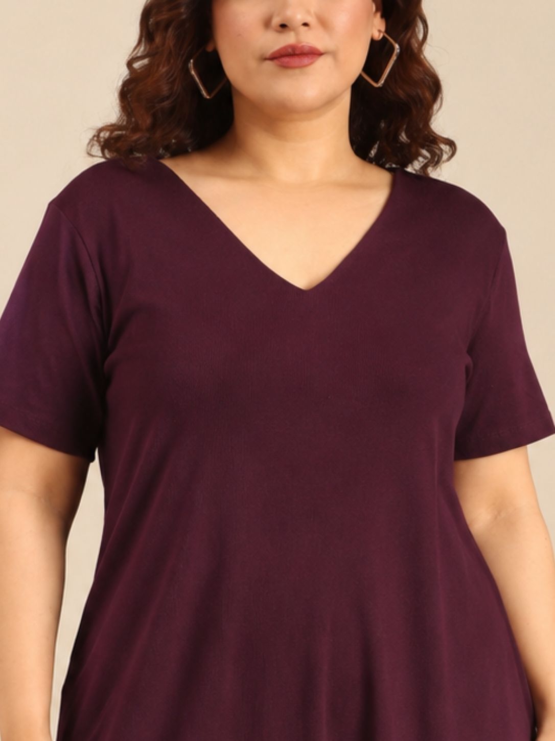 Maroon Rib Cotton A-Line Dress