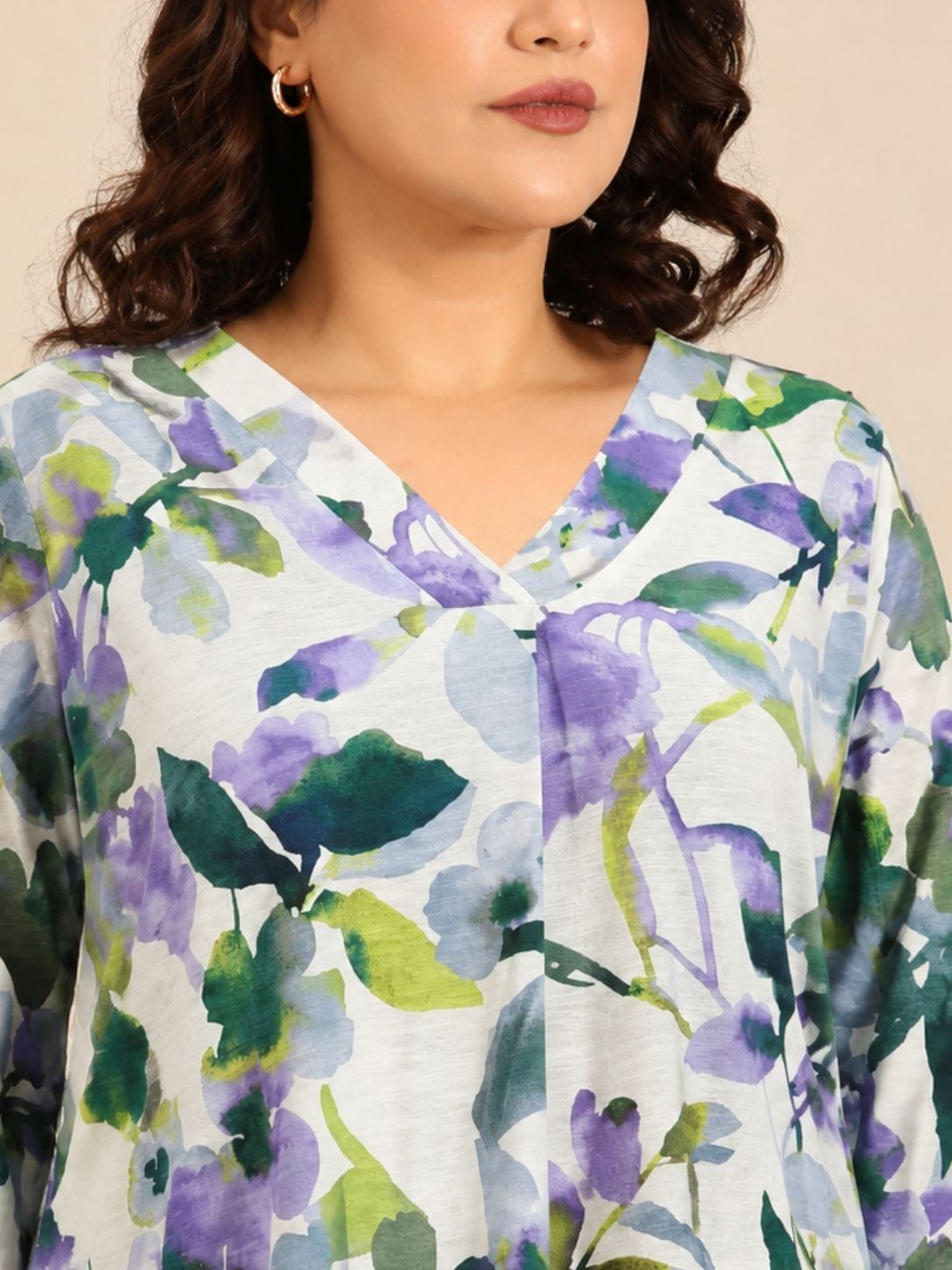 Watercolor Floral V-Neck Top