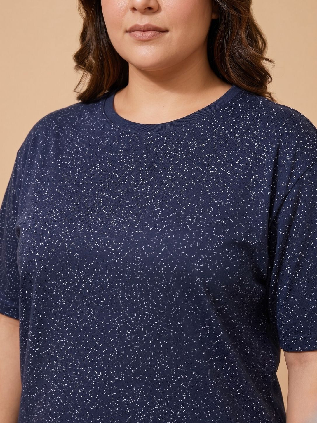 Navy Lurex Oversized T-Shirt