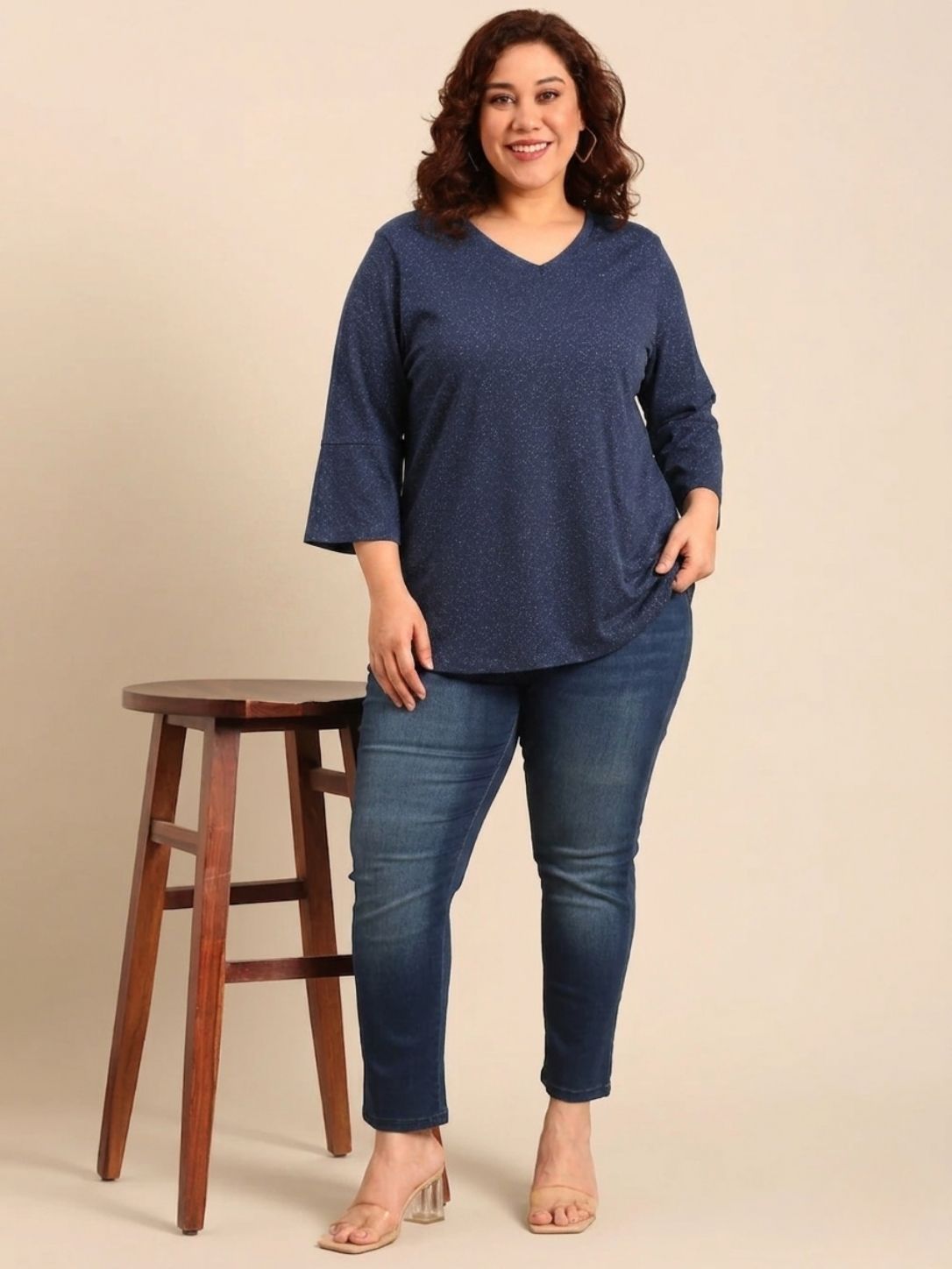 Navy Lurex T-Shirt