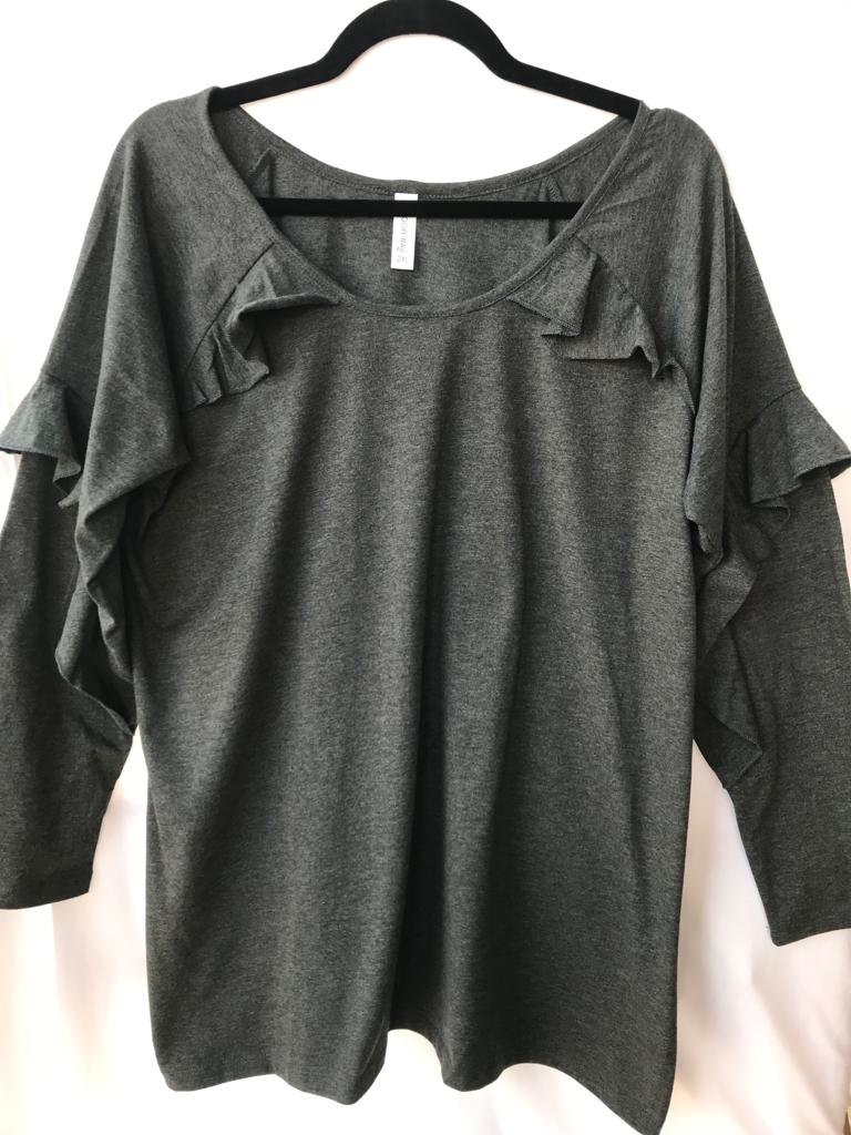 Grey T-Sihrt With Frill