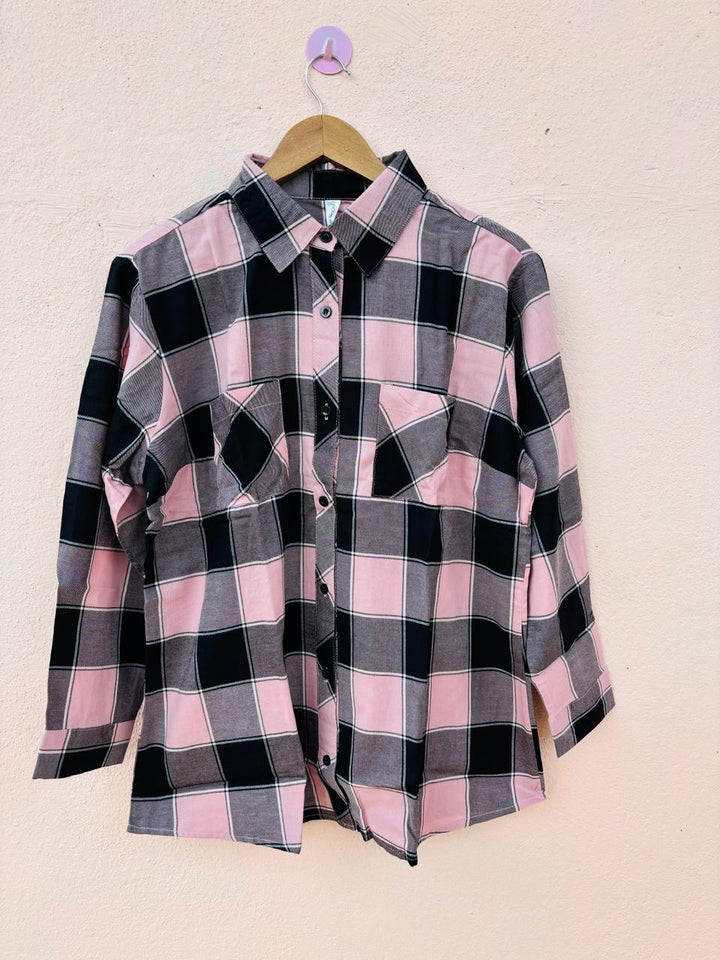 Pink Checked Full Sleeves Shirt