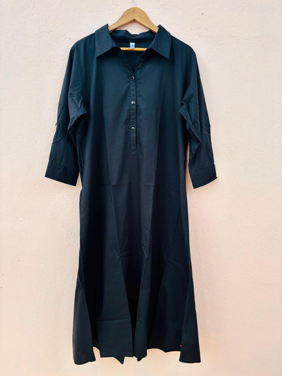 Black A-line Shirt Dress