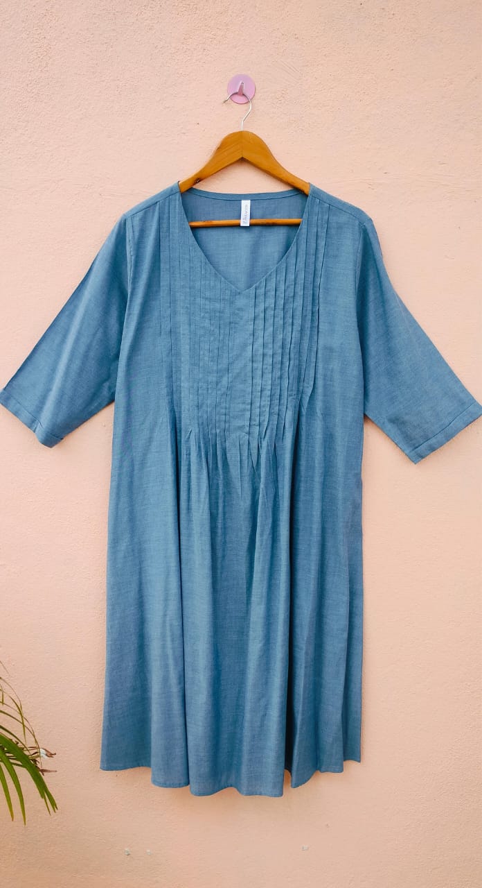 Denim Pintuck Dress