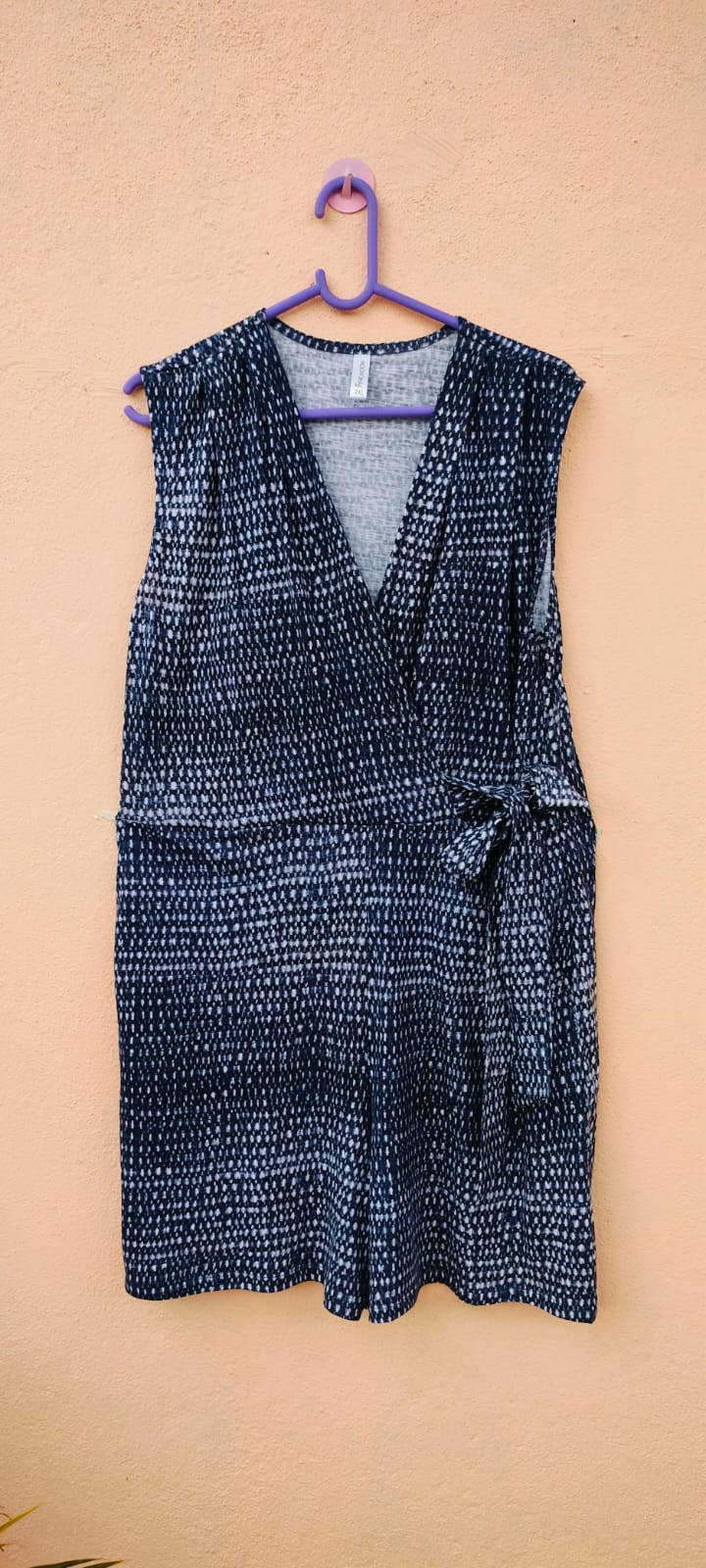 Navy Batik Playsuit with Knot