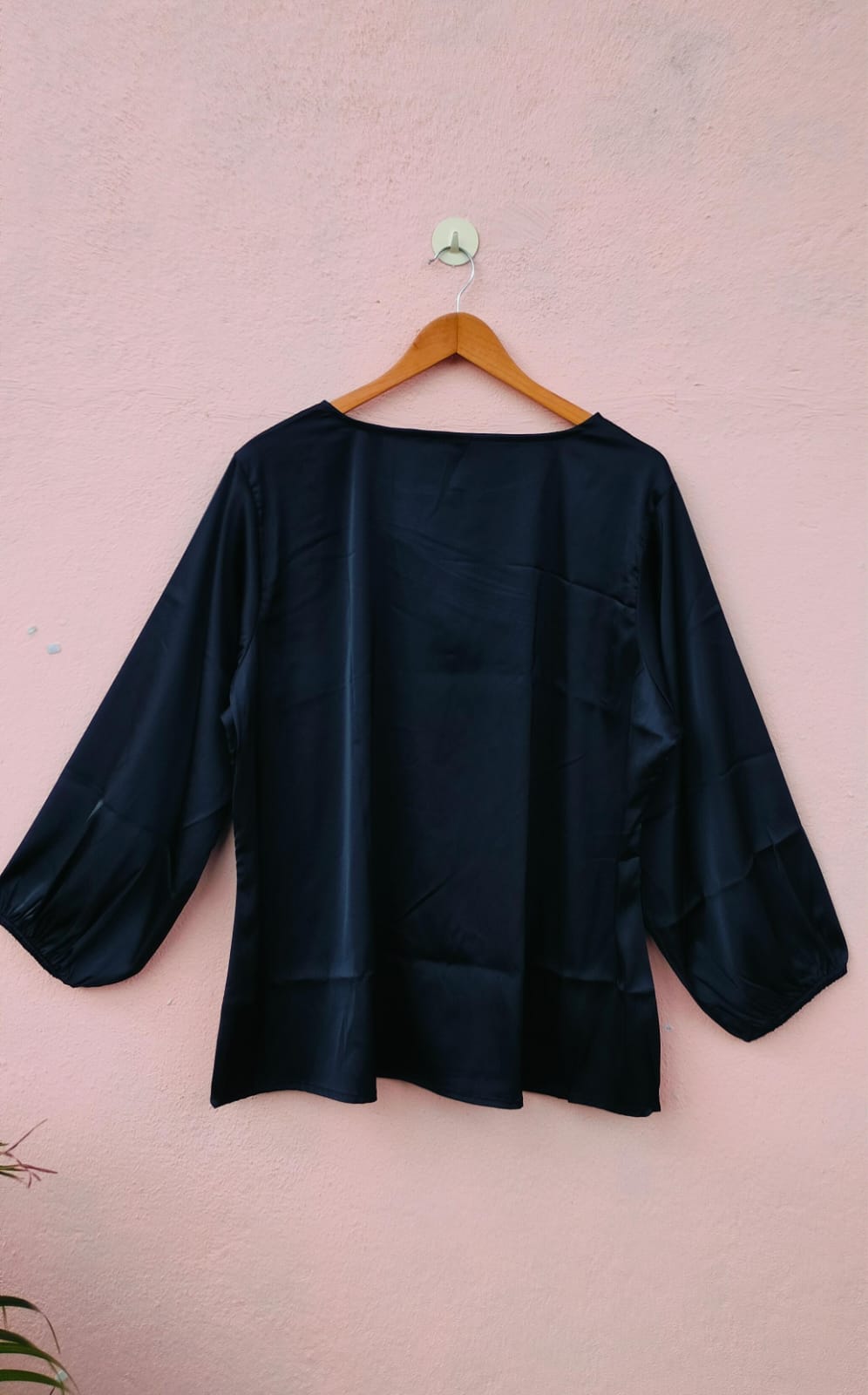 Black Satin Cutout Top