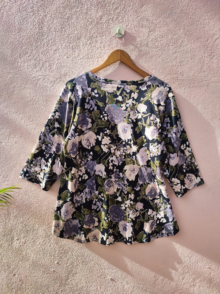 Beige Floral Printed T-shirt