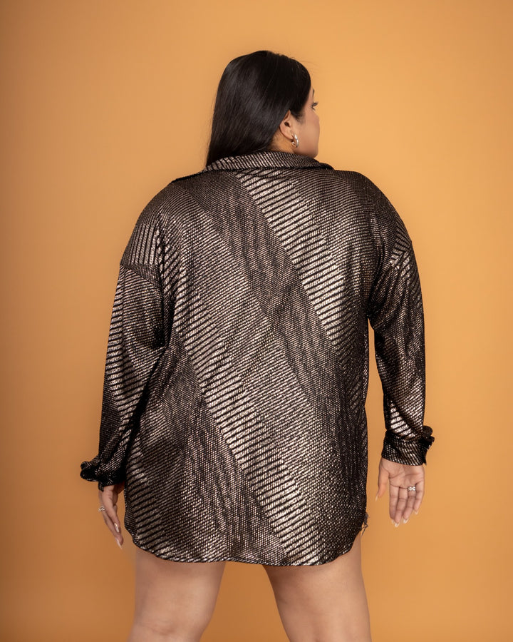 Metallic Wave Oversized Shirt