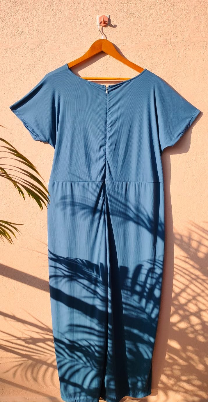 Blue Ribbed Jumpsuit