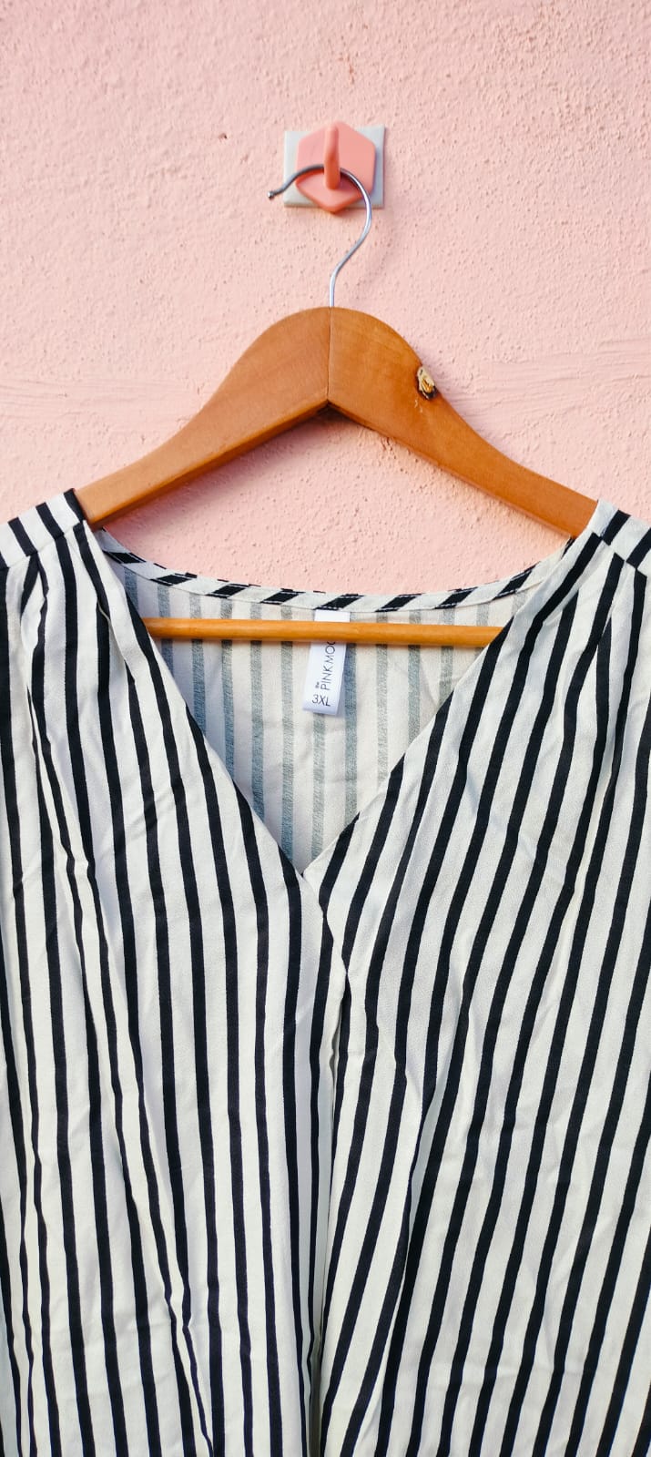 Striped Top with Front Pleat