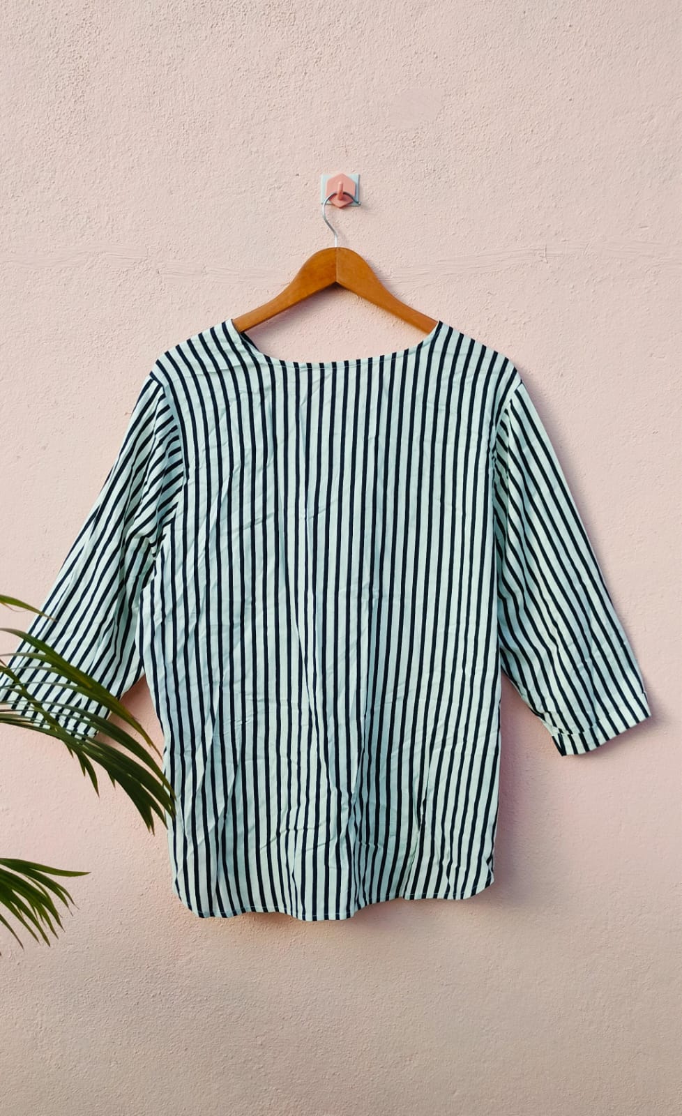 Striped Top with Front Pleat