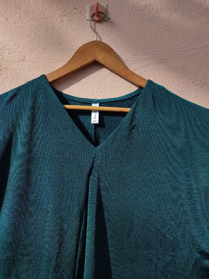 Green V-neck Top