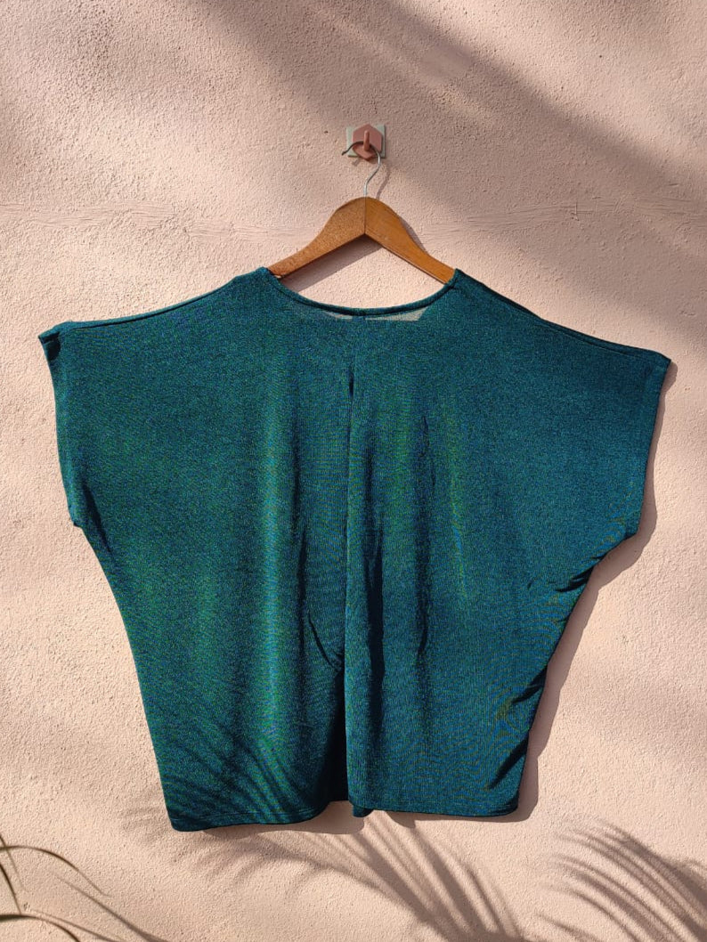 Green V-neck Top