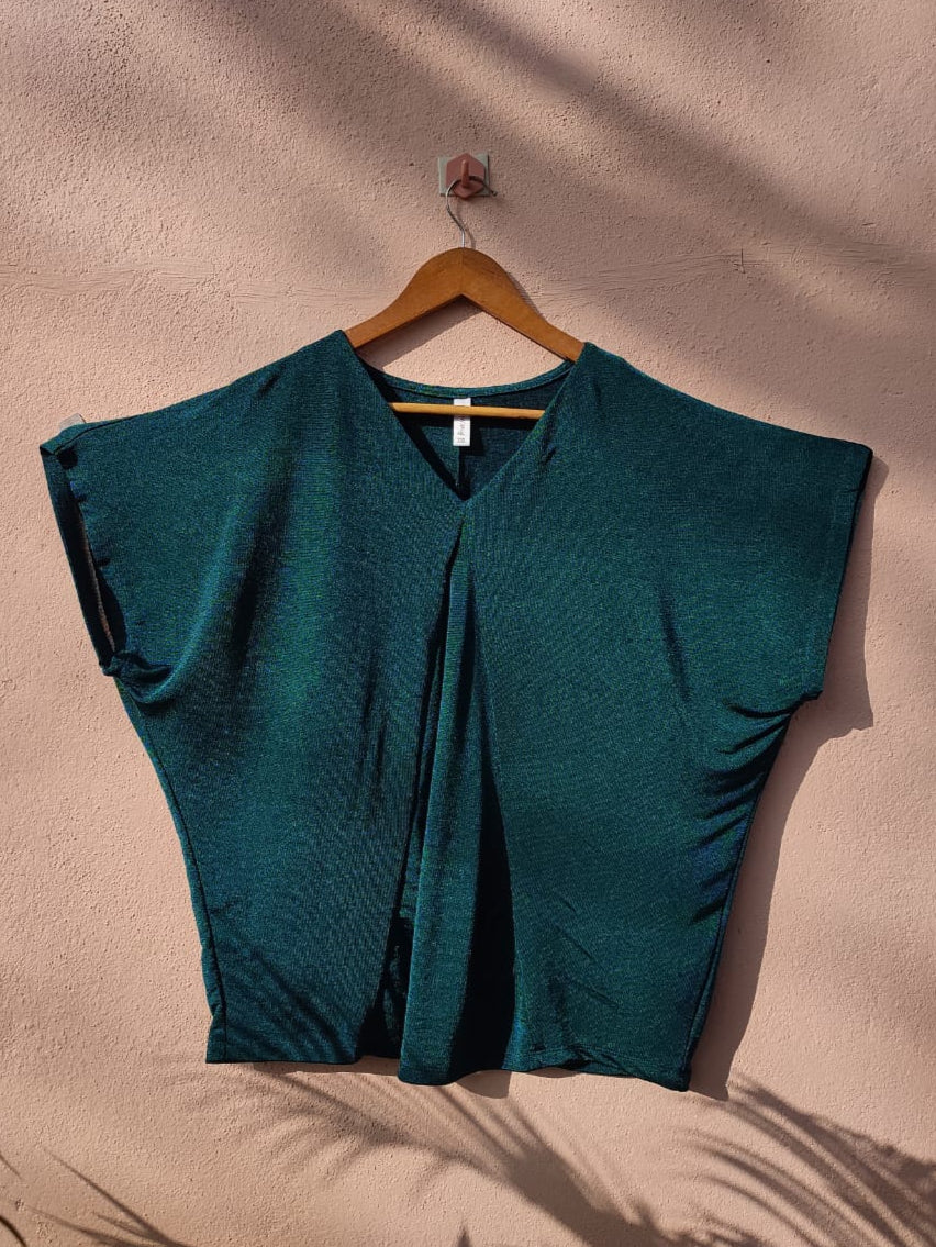 Green V-neck Top