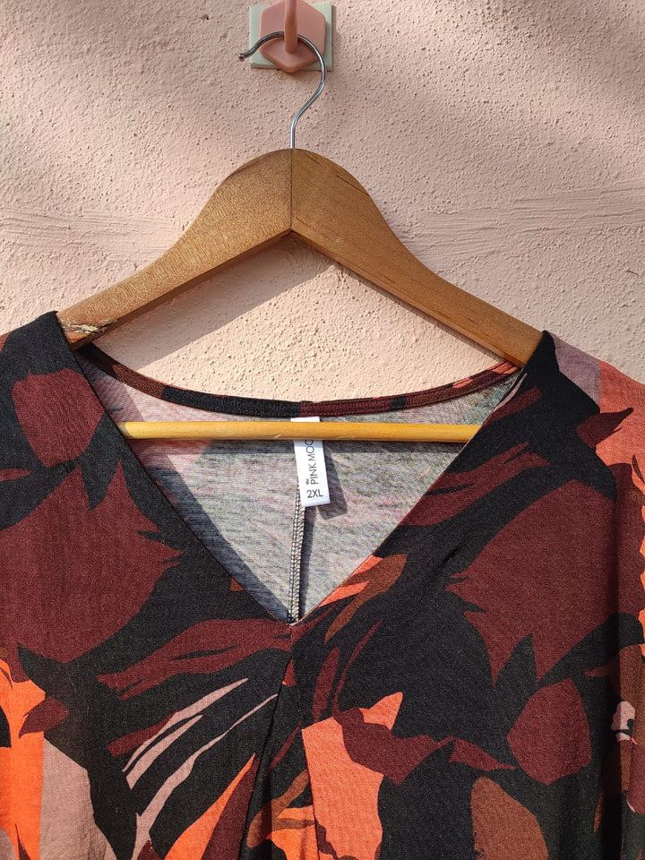 Brown Abstract Printed Top