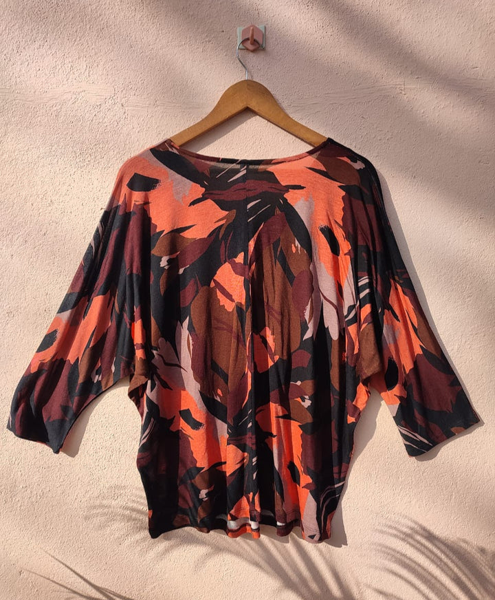 Brown Abstract Printed Top